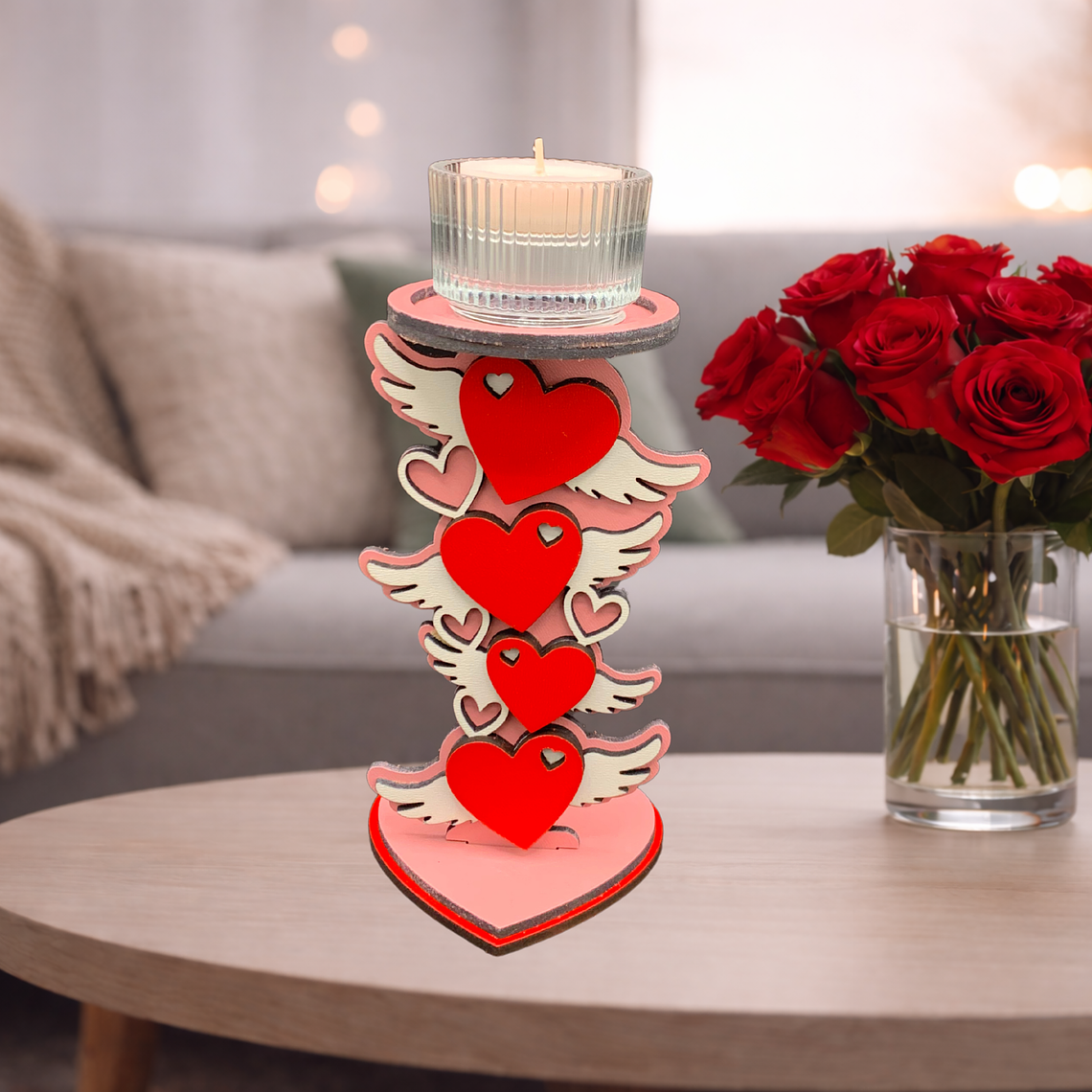 Suporte de Vela Decorativo com Corações 1