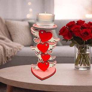 Suporte de Vela Decorativo com Corações
