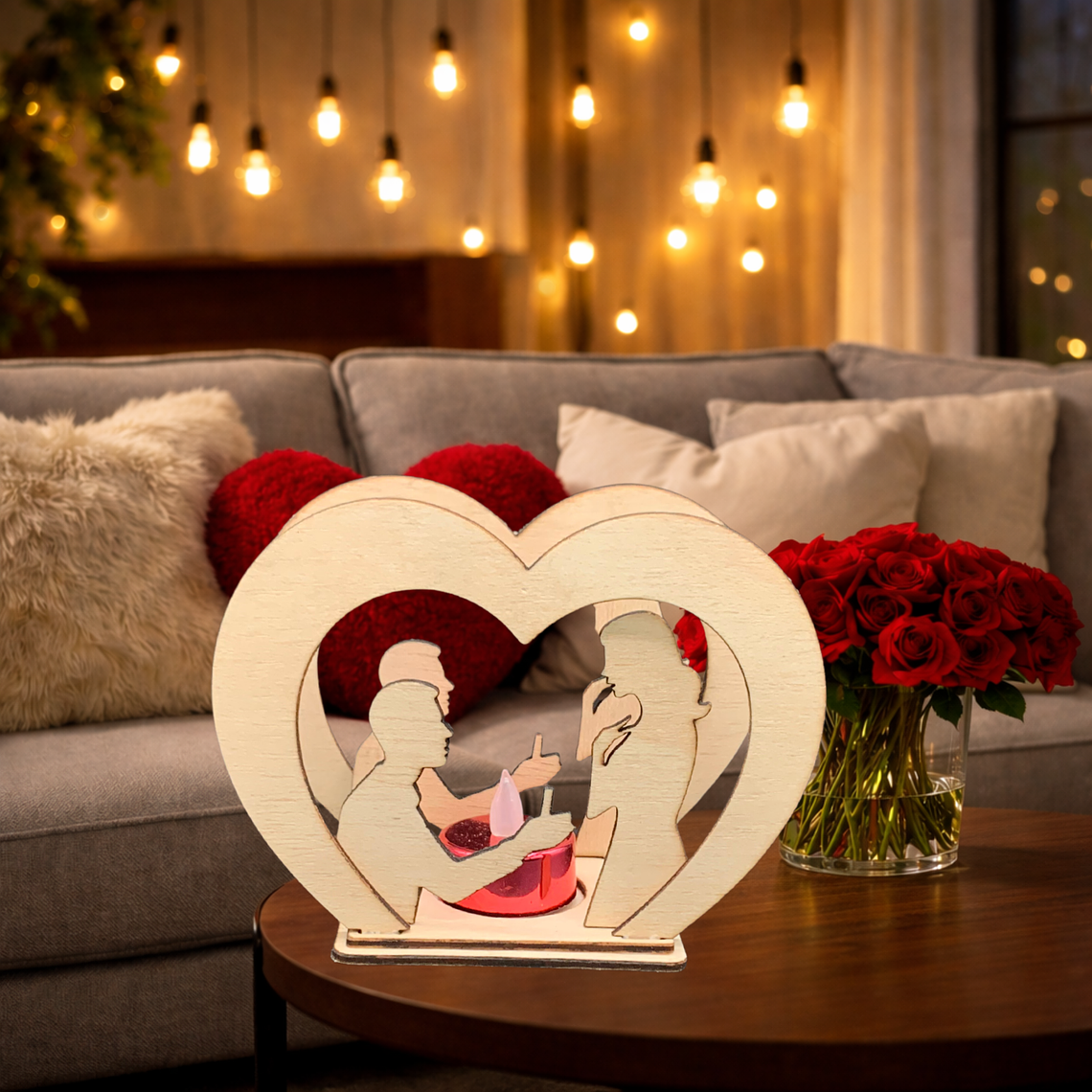 Suporte de vela com motivo de pedido de casamento 2