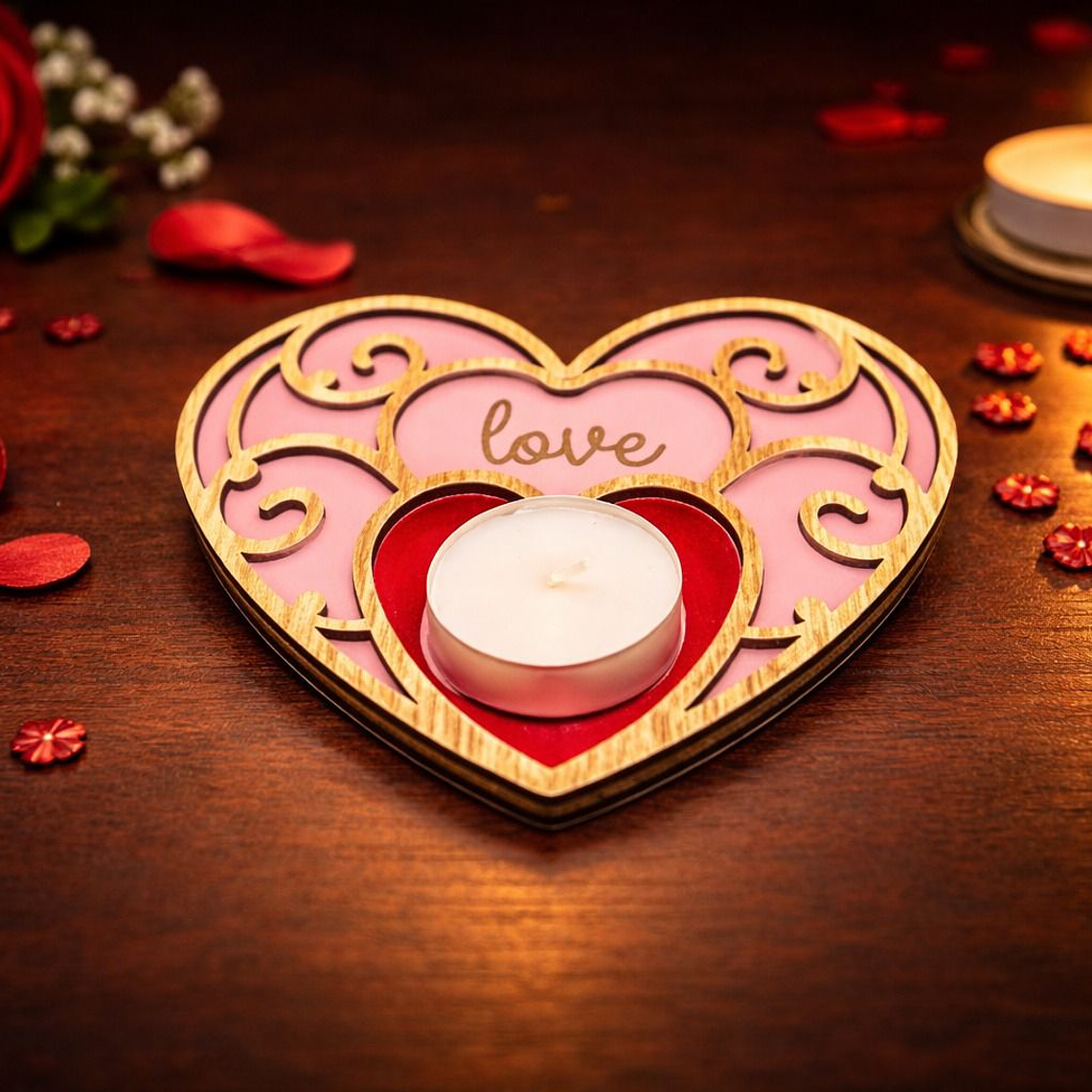 Suporte de vela romântica em coração 1