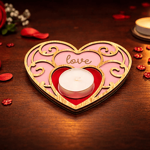 Suporte de vela romântica em coração
