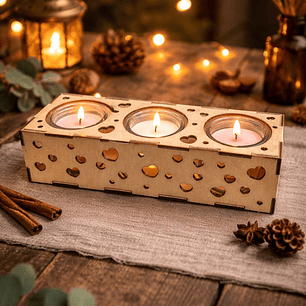 Suporte para velas em madeira