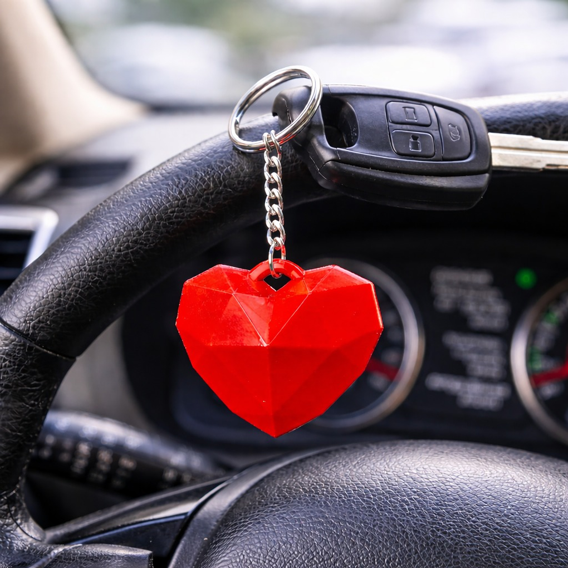 Porta-chaves com coração geométrico  1