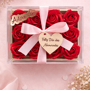 Caixa com rosas de sabão