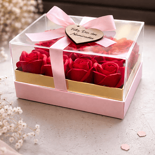 Caixa com rosas de sabão