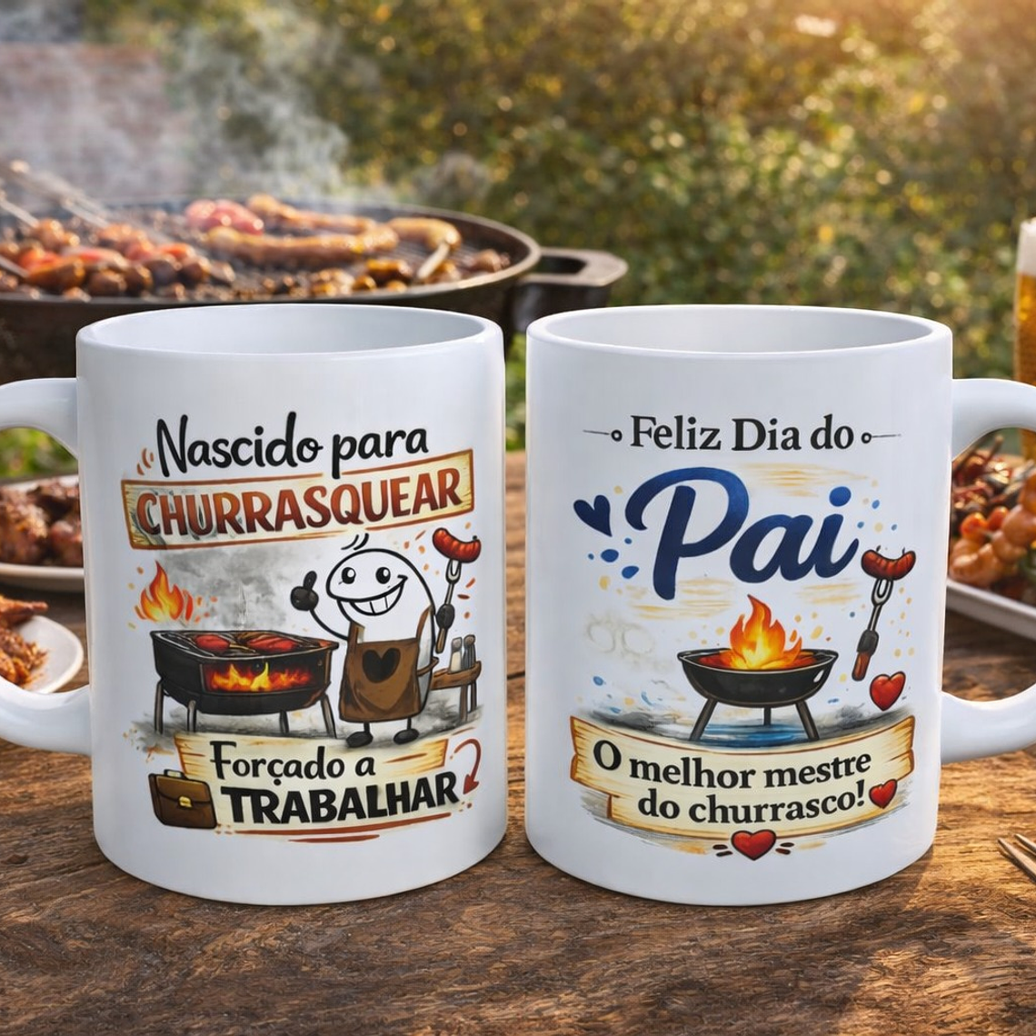 Caneca “Nascido para Churrasquear” – Dia do Pai 1