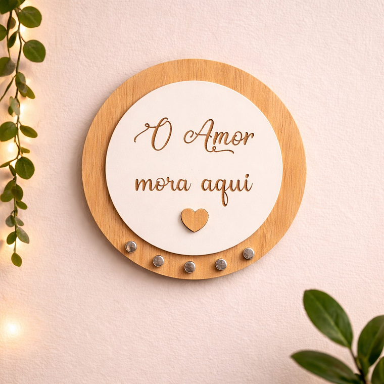 Chaveiro de Parede Decorativo – “O Amor Mora Aqui” 1