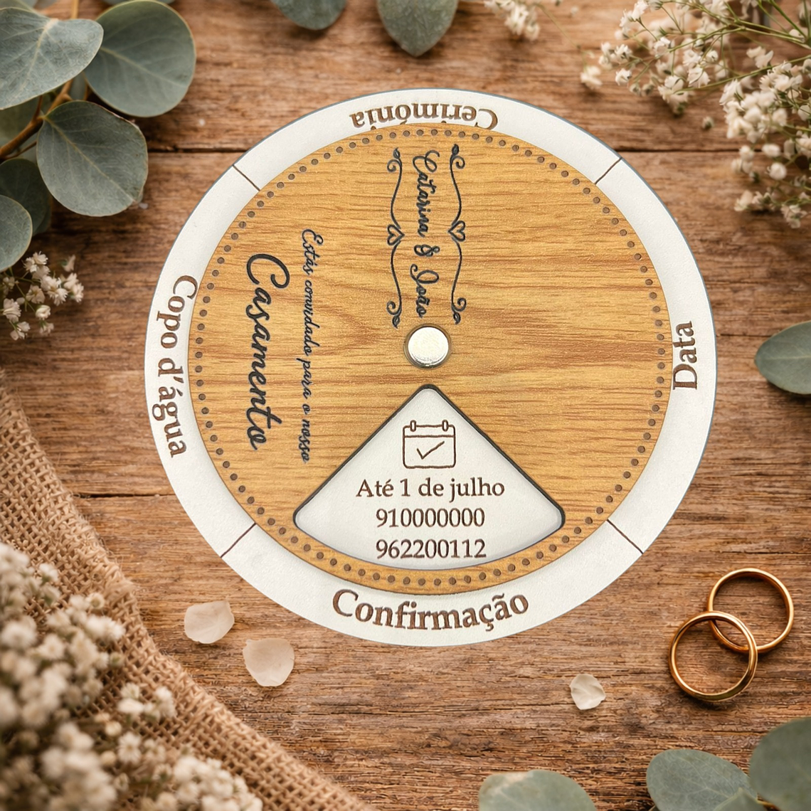 Convite de Casamento Interativo em Madeira 2