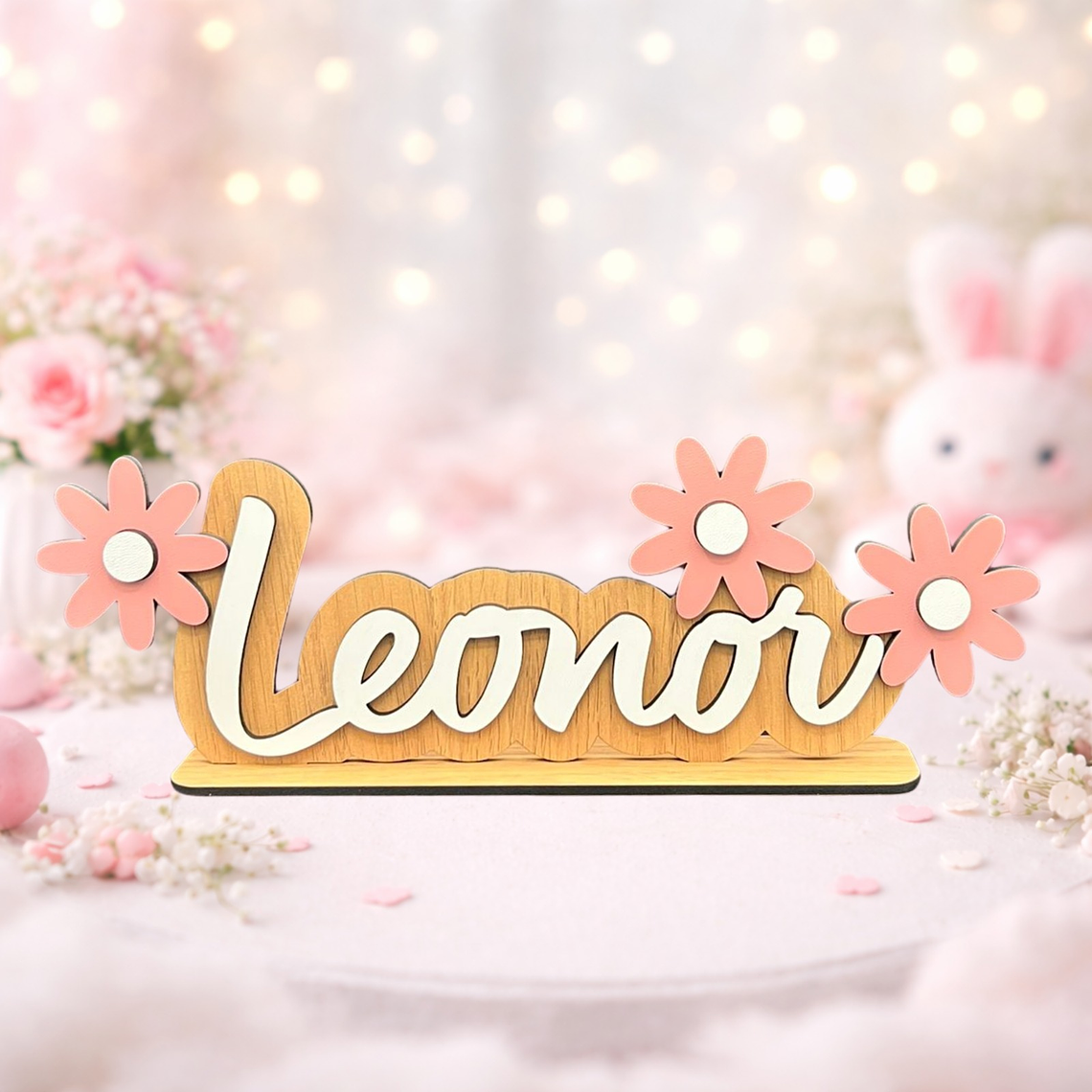 Placa com nome personalizada com flores 2