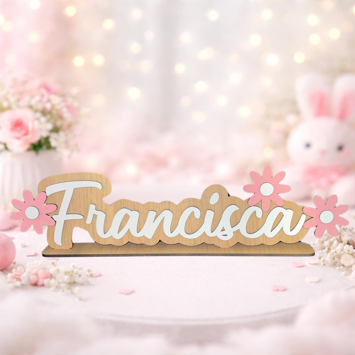 Placa com nome personalizada com flores 4