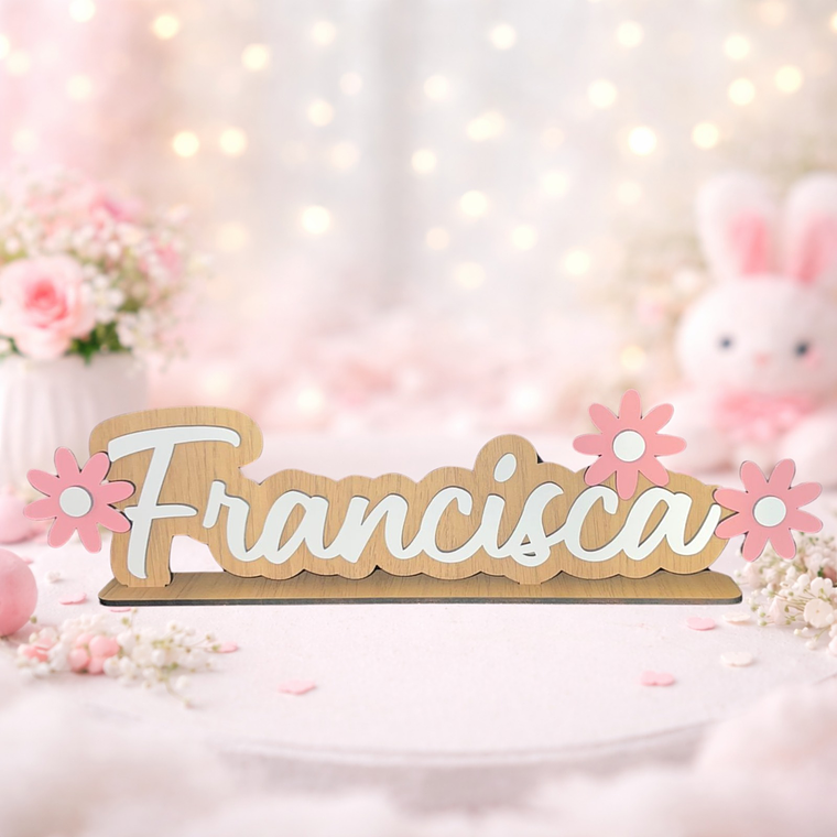 Placa com nome personalizada com flores 4