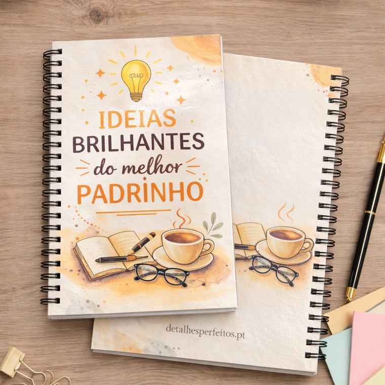 Caderno Personalizado “Ideias Brilhantes” – Presente para Padrinho 1