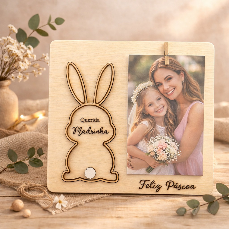 Porta-Retratos em Madeira para Madrinha com Poema 2