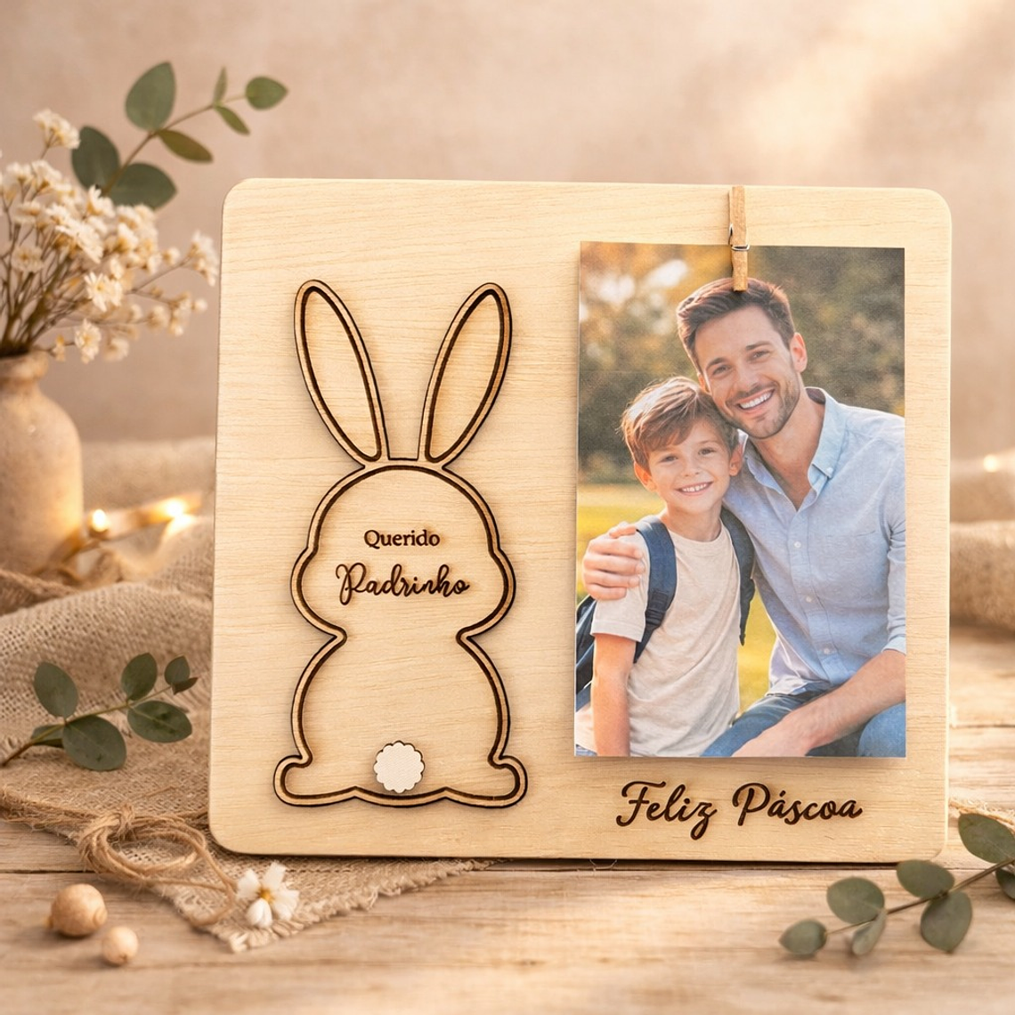 Porta-Retratos em Madeira para Padrinho com Poema 1