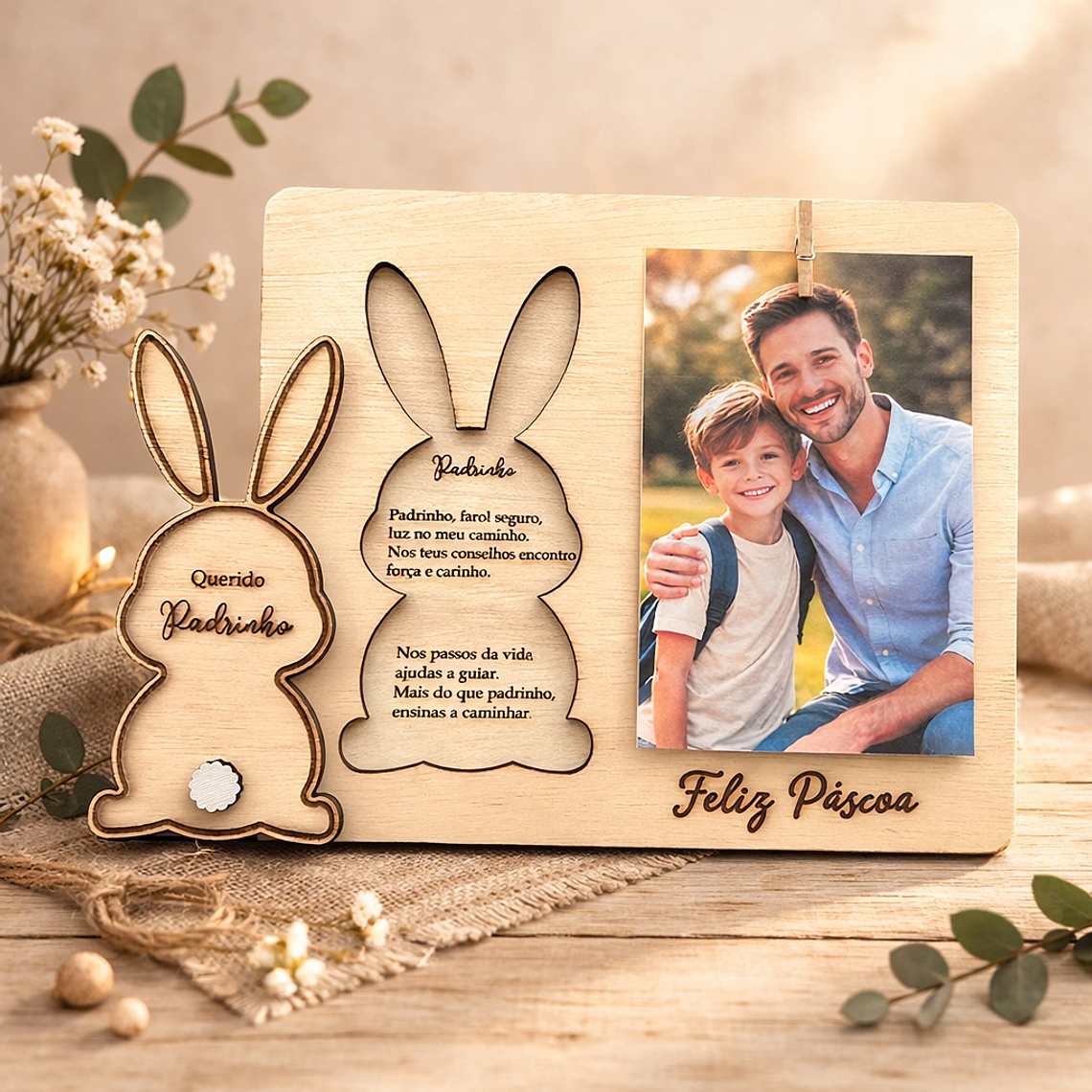 Porta-Retratos em Madeira para Padrinho com Poema 2