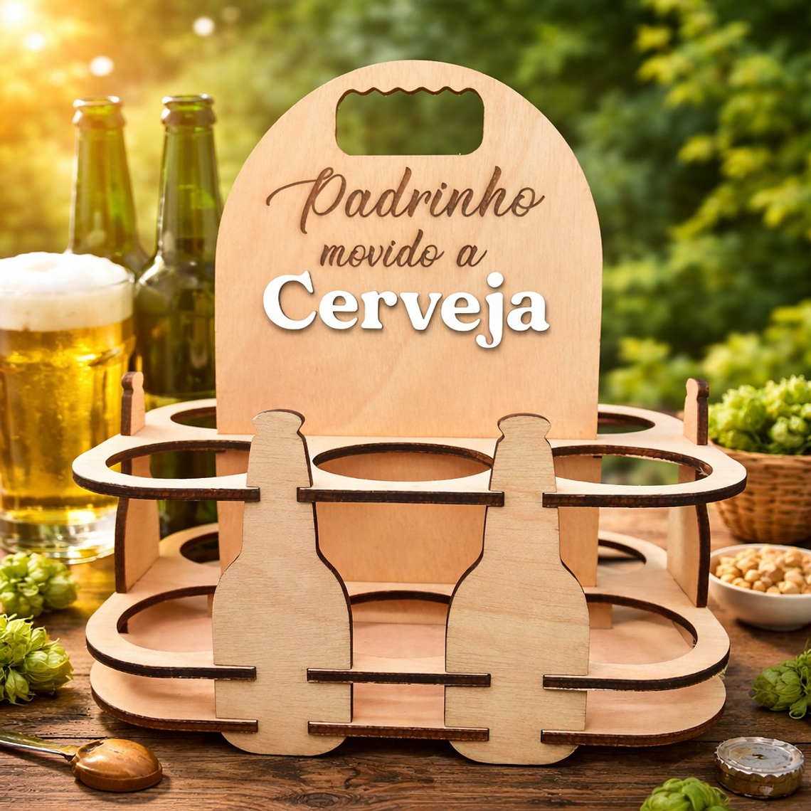 Suporte para Cervejas em Madeira – “Padrinho movido a Cerveja” 1