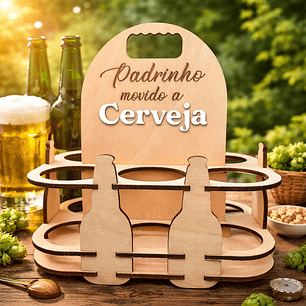 Suporte para Cervejas em Madeira – “Padrinho movido a Cerveja”