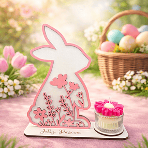 Porta Vela Decorativo de Páscoa – Coelhinho