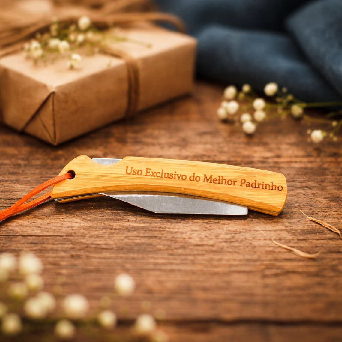 Navalha Dobrável em Madeira – Padrinho 1