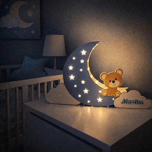 Candeeiro Infantil Personalizado “Lua com Ursinho”