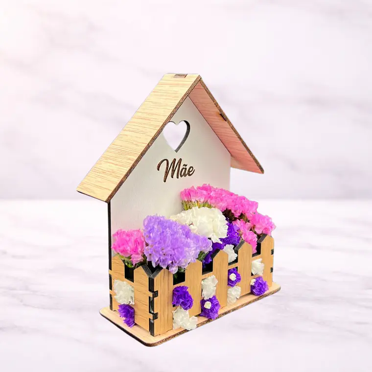 Cesto Decorativo com Flores Secas “Mãe” 1
