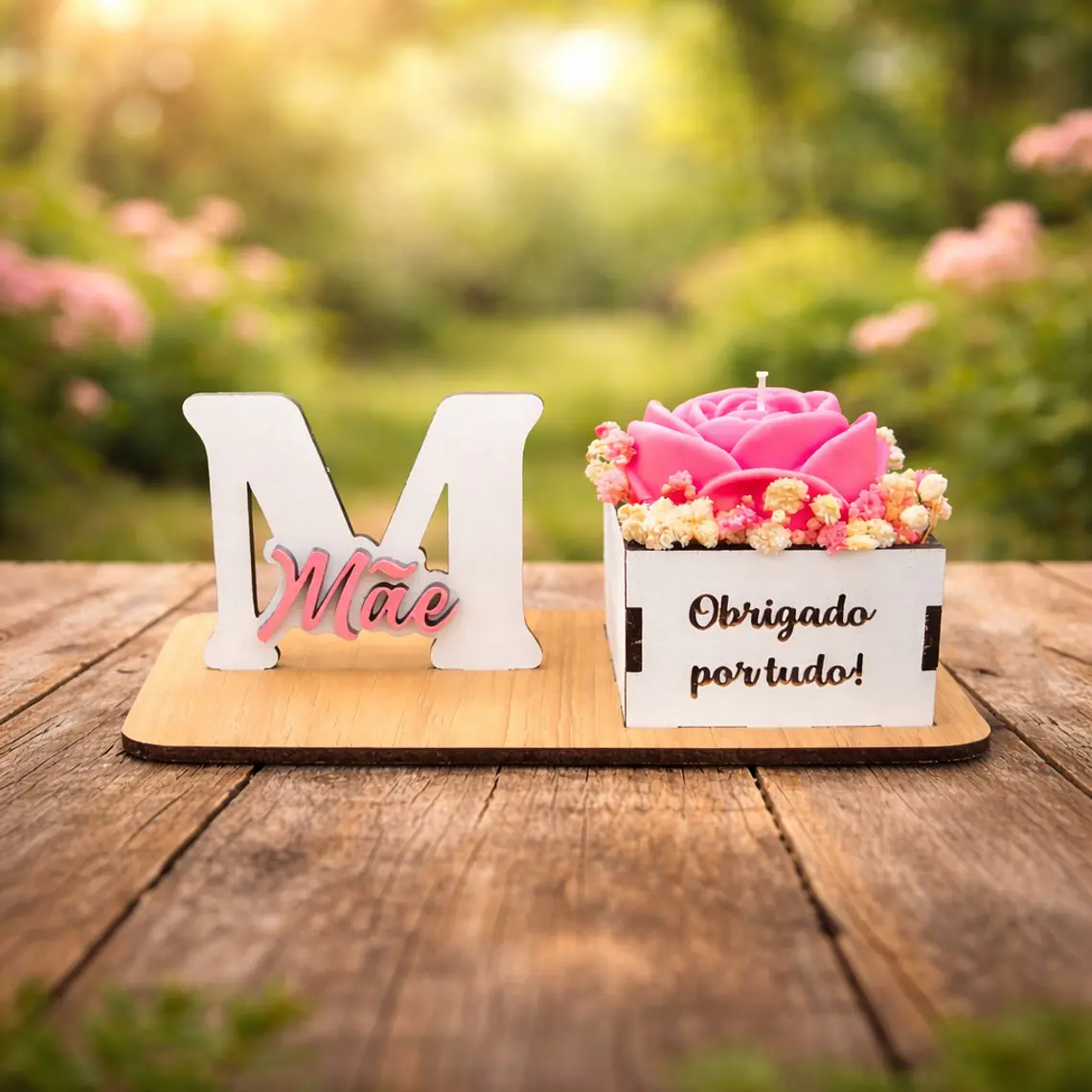 Base Decorativa com Vela “Mãe – Obrigado por tudo” 1
