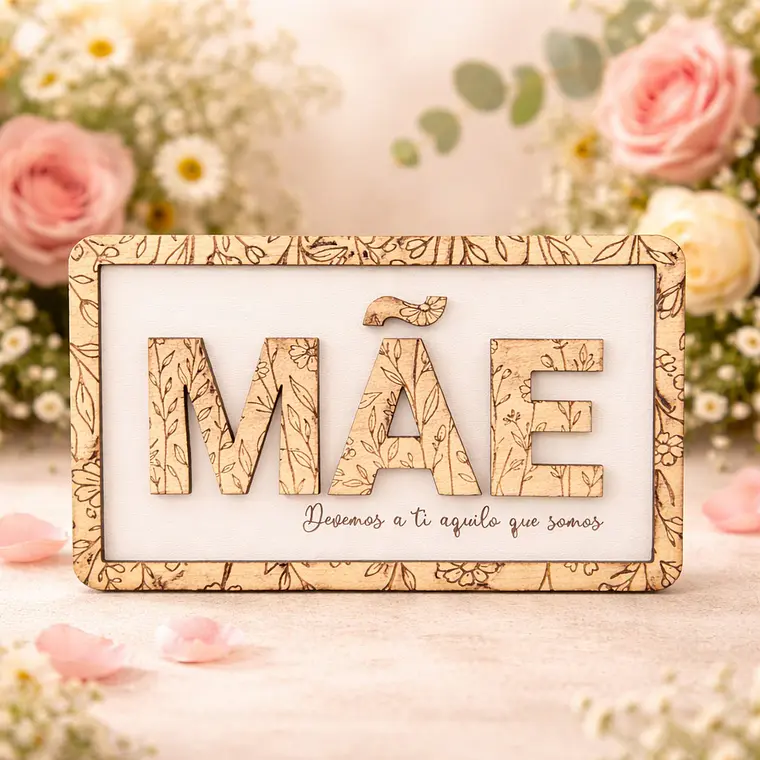 Placa Decorativa Floral “Mãe – Devemos a ti aquilo que somos” 1