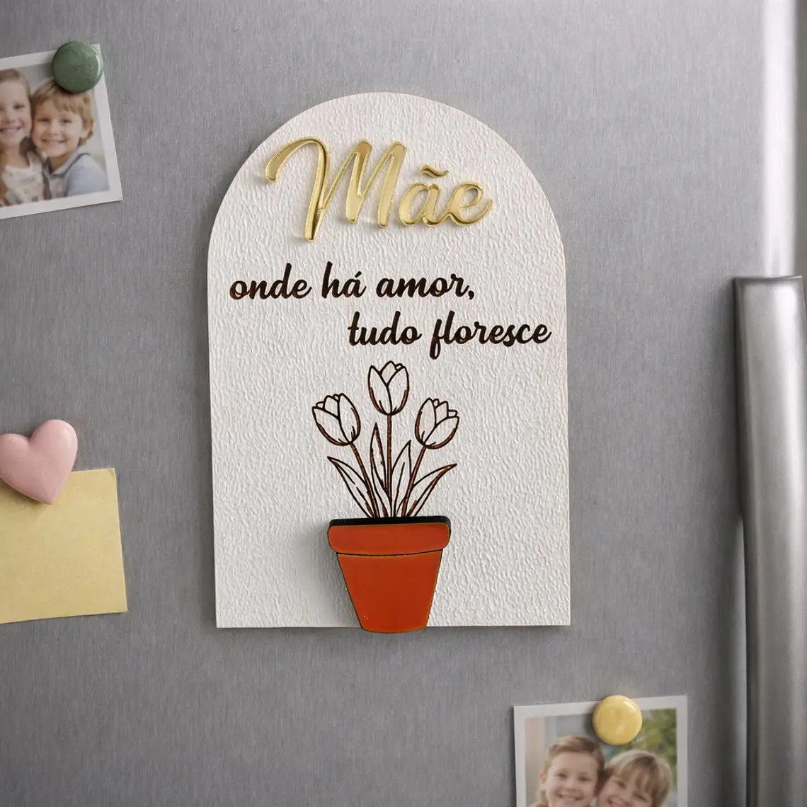 Íman de Frigorífico Decorativo “Mãe – Onde há amor, tudo floresce” 1