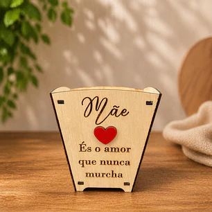 Vaso em Madeira Personalizado para Mãe