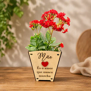 Vaso em Madeira Personalizado para Mãe