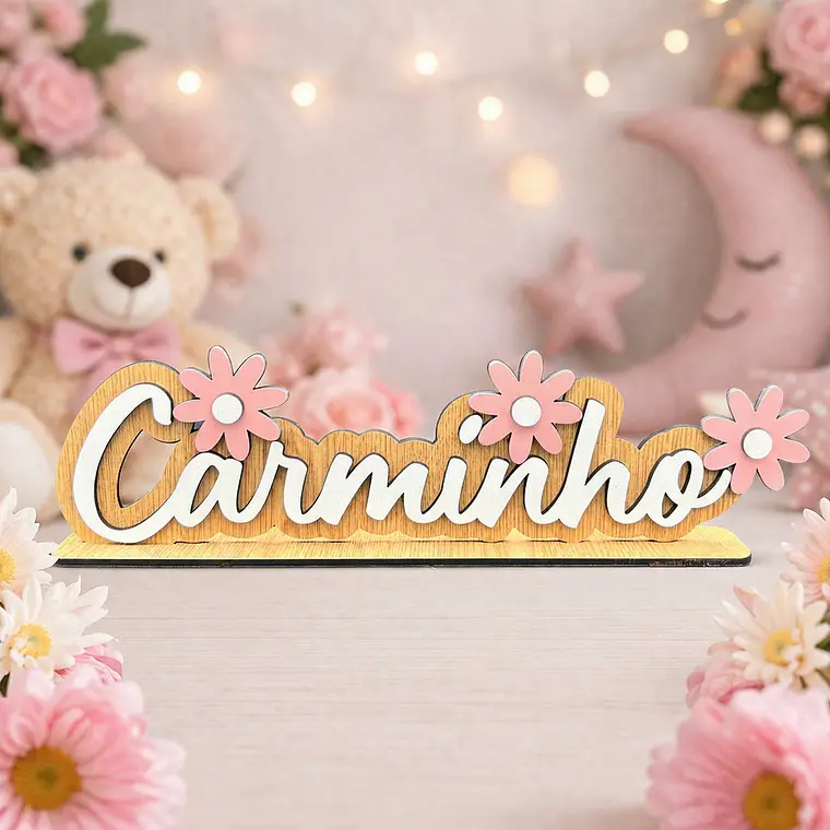 Placa com nome personalizada com flores 5
