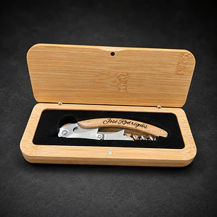 Saca-Rolhas em Bambu com Caixa Personalizada