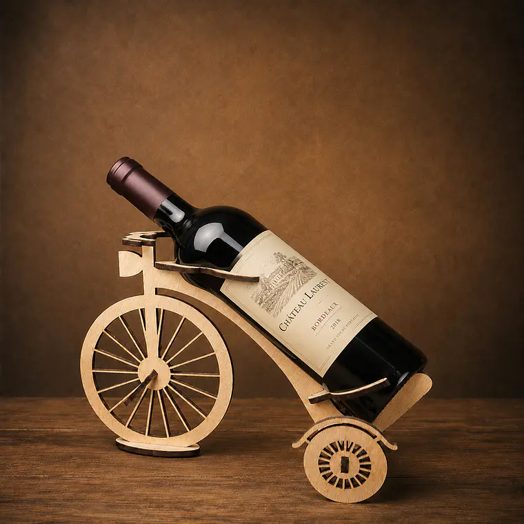 Bicicleta Decorativa em Madeira para Garrafa de Vinho 2