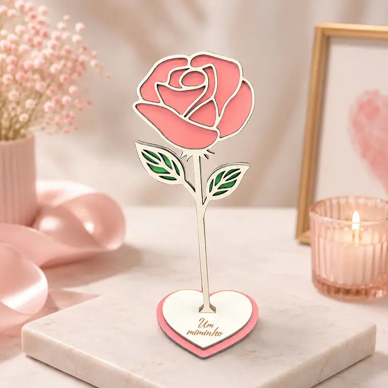Rosa Decorativa Personalizada com Base em Coração 1