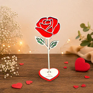 Rosa Decorativa Personalizada com Base em Coração