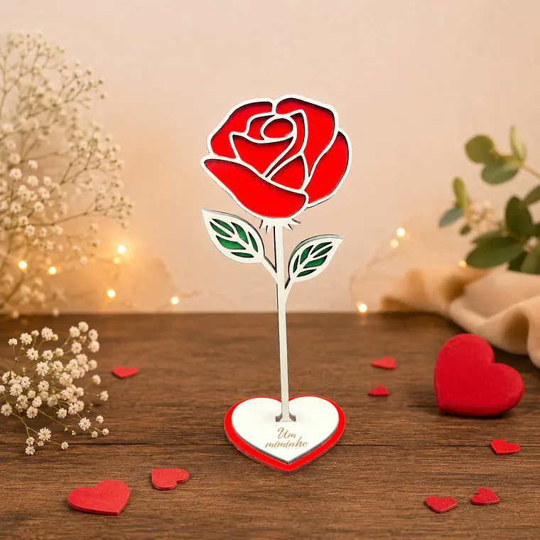 Rosa Decorativa Personalizada com Base em Coração 2