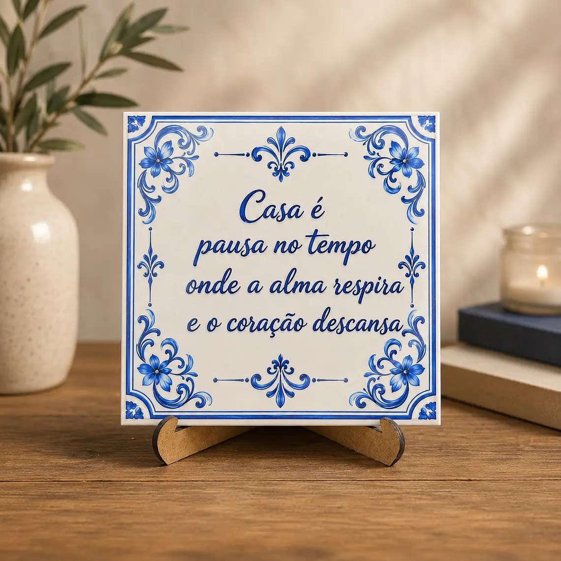 Azulejo “Casa é Pausa no Tempo” com Suporte 1