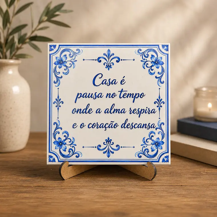 Azulejo “Casa é Pausa no Tempo” com Suporte 1