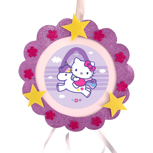 Piñata Circular Hello Kitty Morado 