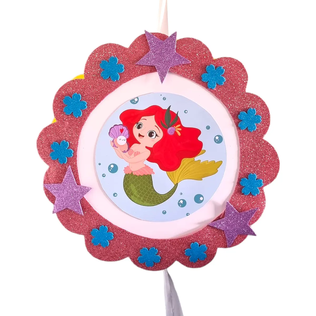 Piñata Circular Sirena Rosada
