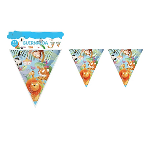 Banderin animalitos triangular 6 piezas 
