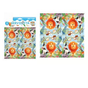 Servilletas animalitos de la selva 10 unidades 