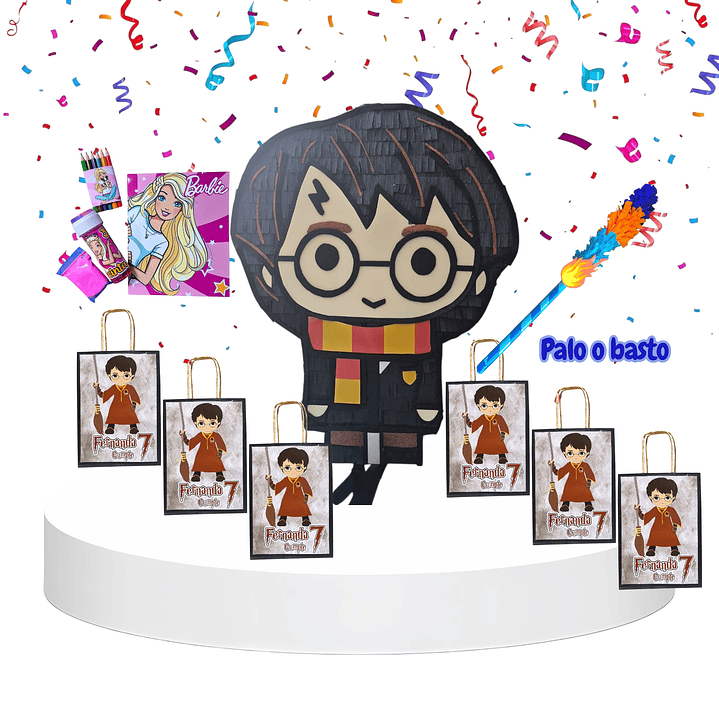 Pack Piñata, bolsas kraft, libros y palo/basto 1