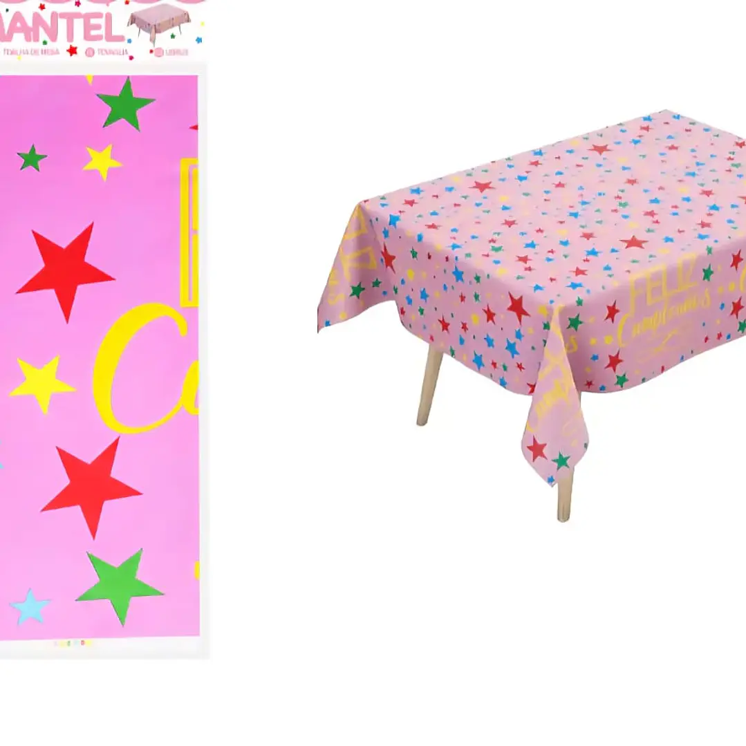 Mantel Plástico Feliz Cumpleaños color a elección 6