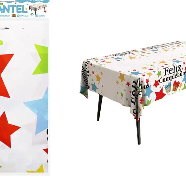 Mantel Plástico Feliz Cumpleaños color a elección 7