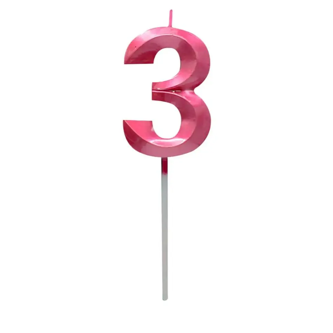 Vela metalizada fucsia numérica  6