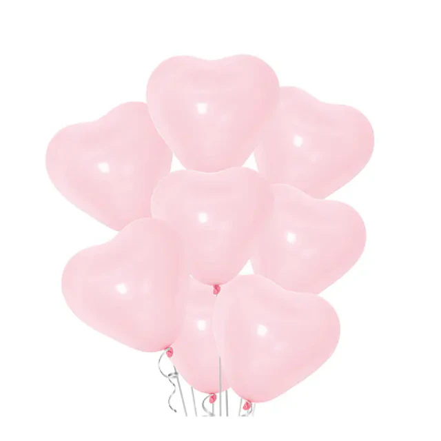 Set de 8 globos latex corazón rosa / fucsia/blanco