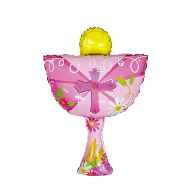 Globo Metálico cáliz rosa/celeste 
