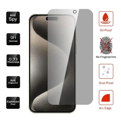 Lamina Mica De Vidrio Antiespía Para iPhone 15