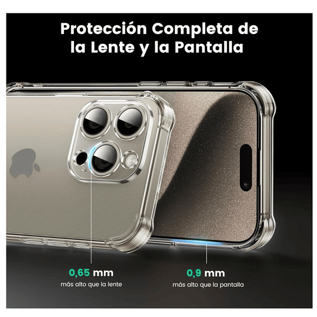 Carcasa TPU Transparente Con Protección Cámara Para iPhone 15 Pro Max